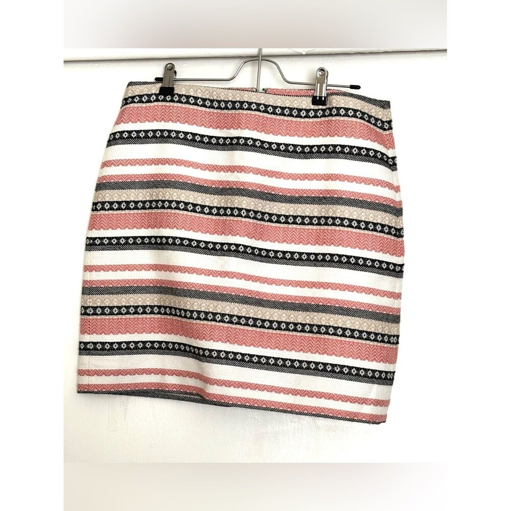 LOFT Costa Jacquard Striped Pencil Mini Skirt Size 10